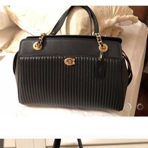 NWT Black Coach Parker Quilted leather carryall